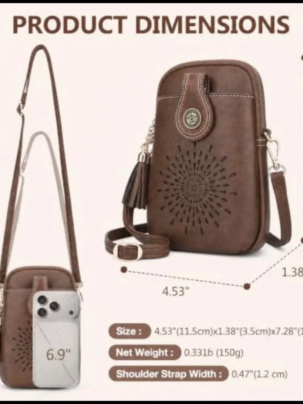 Vegan Leather Crossbody Phone Purse with Tassels